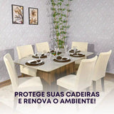 Foto vitrine capa para cadeira suede creme