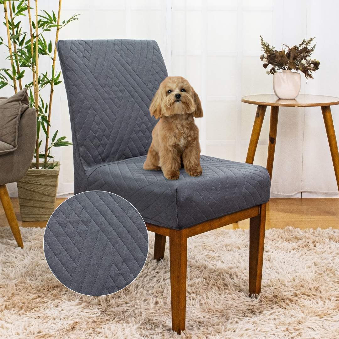 Foto da Capa Protetora de Cadeira Acolchoada Vime Cinza Escuro da Chame do Detalhe muito bonita