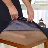 Foto vitrine capa para cadeira acolchoada preta