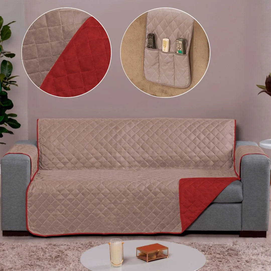 Foto de Capa Protetora para Sofá Caqui-vermelho muito bonita