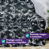 Veja detalhes lindos de capa de sofá Black Flower da Charme