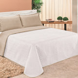 Fotos do Kit Cobre Leito Dupla Face Clara Caqui e Branco Vários Tamanhos muito bonita