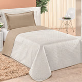 Foto do Kit Cobre Leito Dupla Face Clara Caqui e Branco Vários Tamanhos da Chame do Detalhe muito bonita