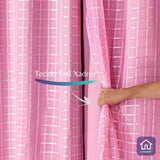 Veja detalhes lindos da Cortina Blackout Xadrez 2,80x2,30 Rosa da Charme