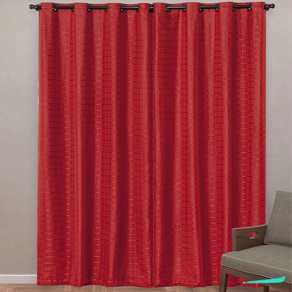 Veja detalhes lindos da Cortina Blackout Xadrez 2,80x2,30 vermelho da Charme