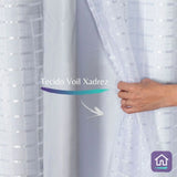 Confira as medidas da Cortina Blackout Xadrez Charme Branco antes de comprar