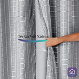Foto de Cortina Blackout Xadrez Charme Cinza muito bonita
