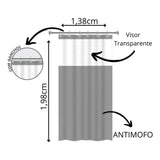 Confira as medidas da Cortina para Box de Banheiro com Visor antes de comprar