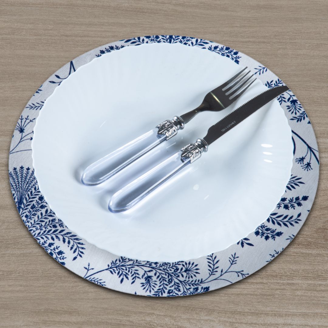 Detalhes do Jogo Americano Redondo 4 Lugares Azul Violeta do Detalhe