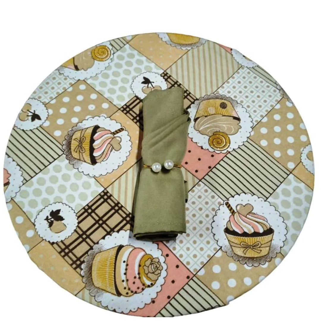 Detalhes do Jogo Americano Redondo Sousplat Cupcake Bege do Detalhe