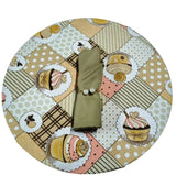 Detalhes do Jogo Americano Redondo Sousplat Cupcake Bege do Detalhe