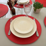 Foto do Jogo Americano Redondo Sousplat Impermeável Vermelho muito bonita