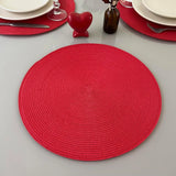Detalhes do Jogo Americano Redondo Sousplat Impermeável Vermelho do Detalhe