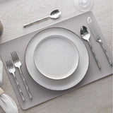 Detalhes doJogo Americano Retangular Dupla Face Corino Impermeável Cinza do Detalhe