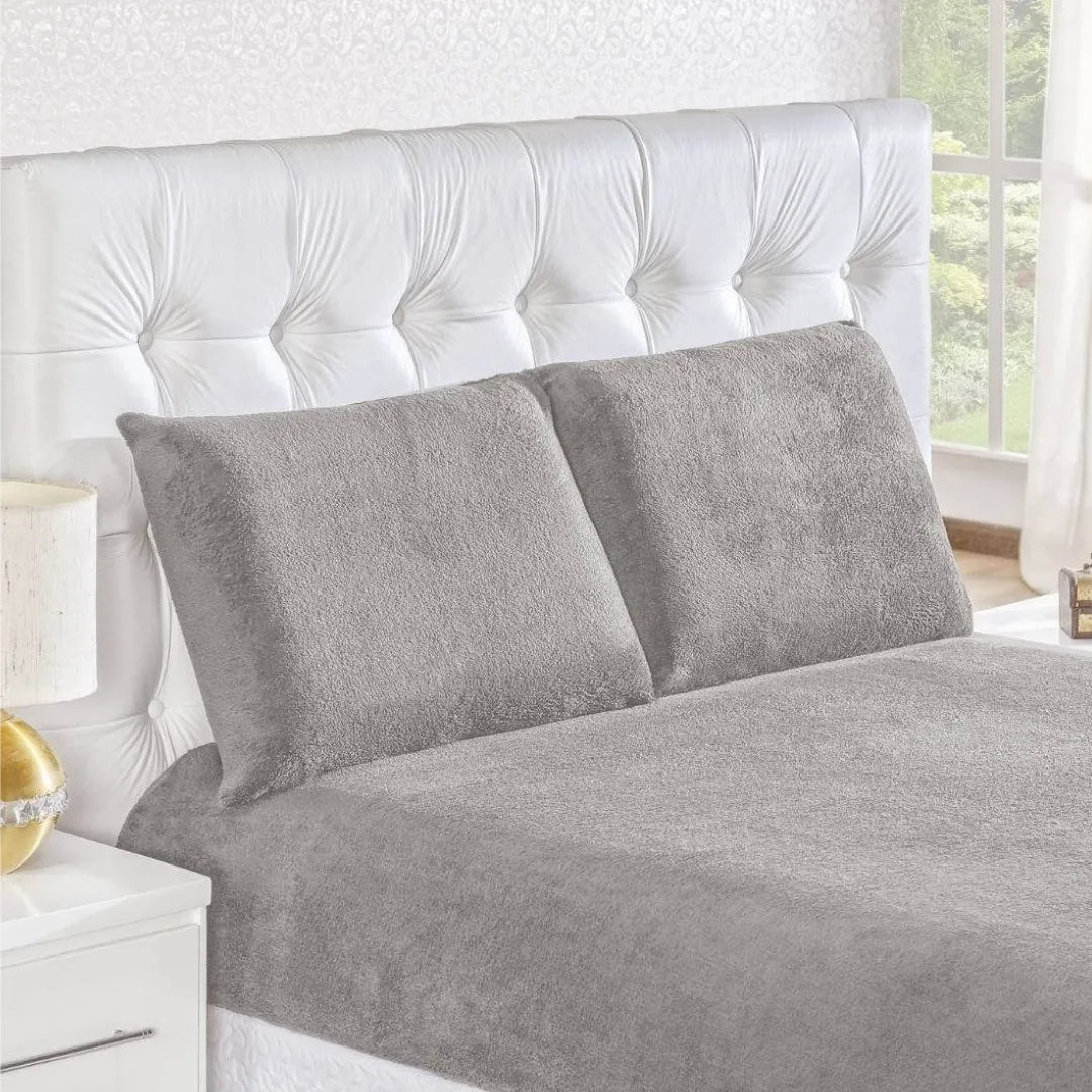 Conheça o Jogo de Cama Plush Soft Sono Quentinho Cinza da Chame do Detalhe