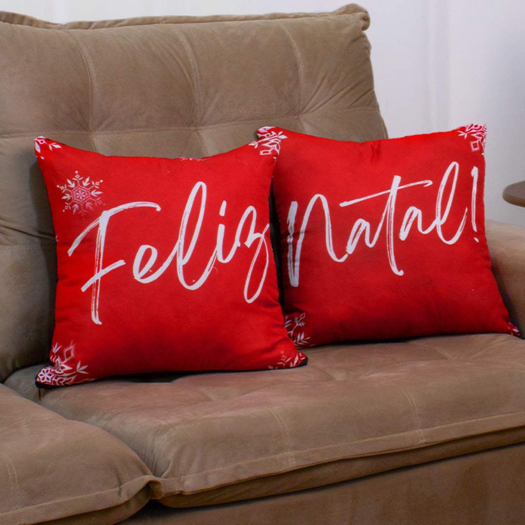 Detalhes do Kit 2 Capas Almofadas Natal Festa do Detalhe