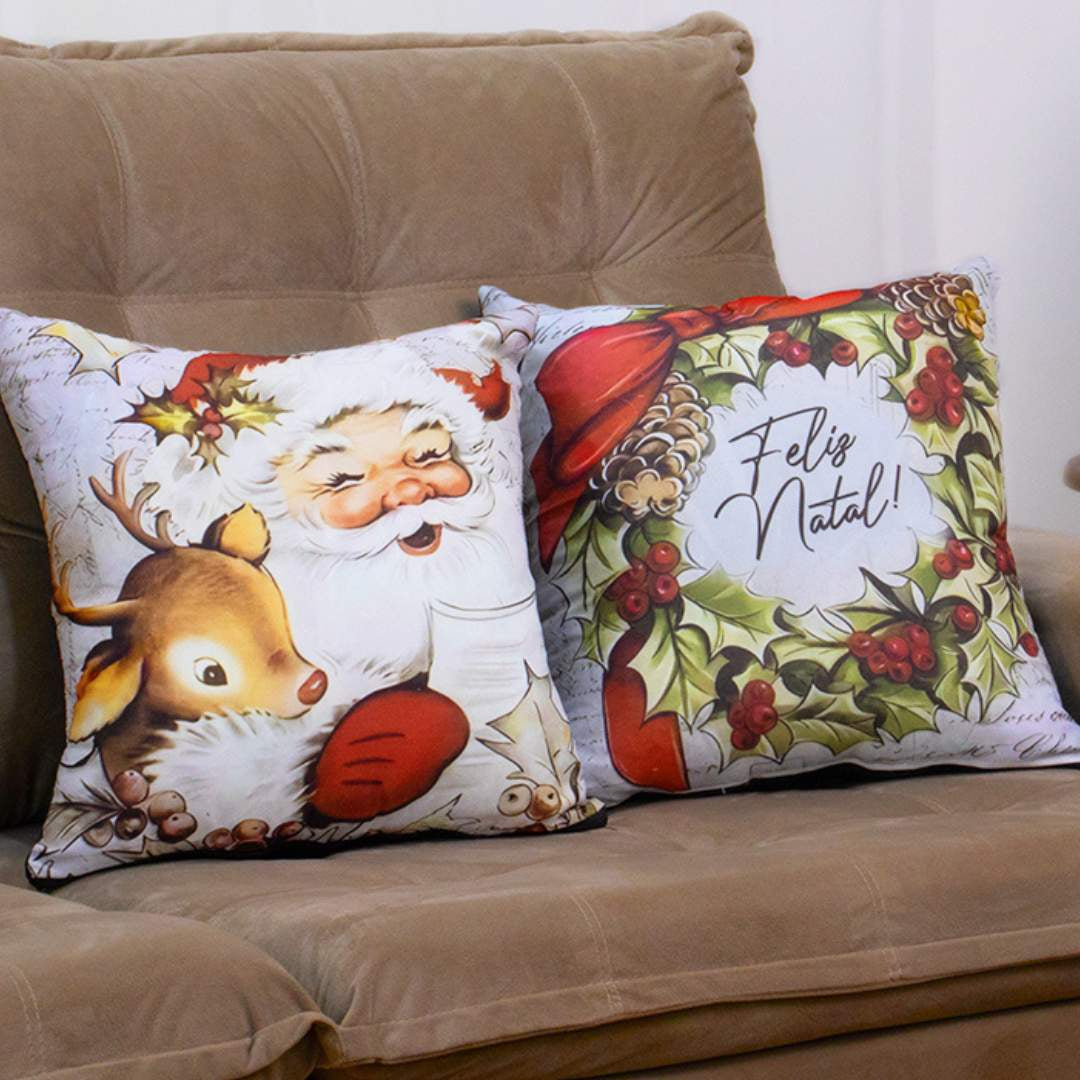 Detalhes do Kit 2 Capas de Almofadas Natal Guirlanda do Detalhe