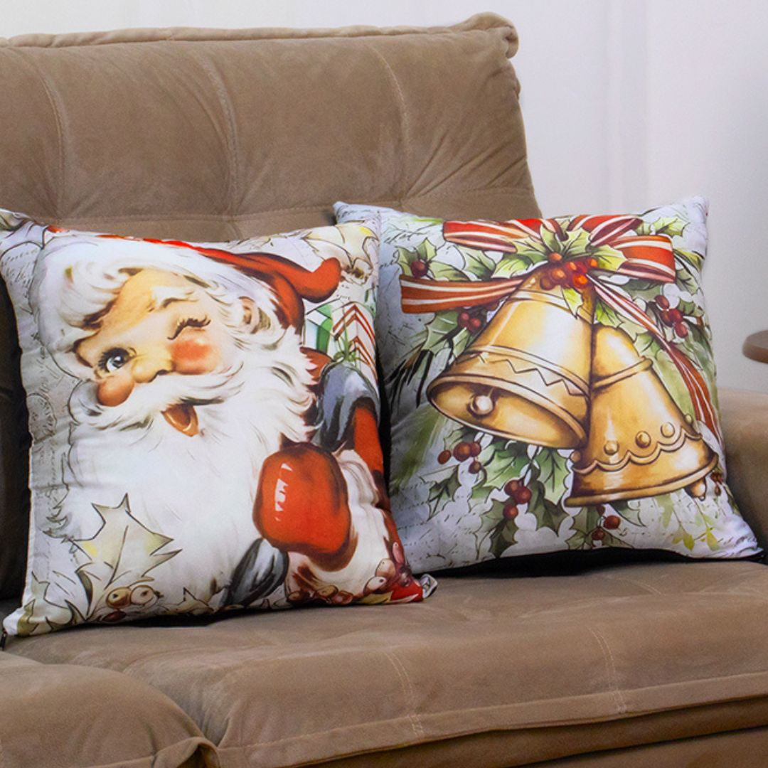 Foto do Kit 2 Capas de Almofadas Natal Sinos muito bonita