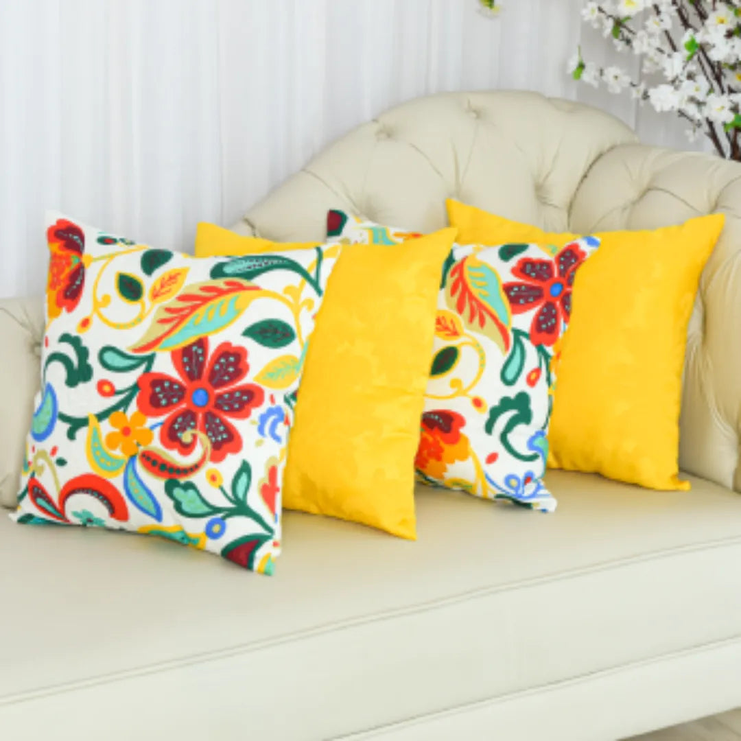 Conheça a Kit 4 Capas De Almofadas Jacquard Premium - Jardim Colorido com entrega mais rápida do Brasil