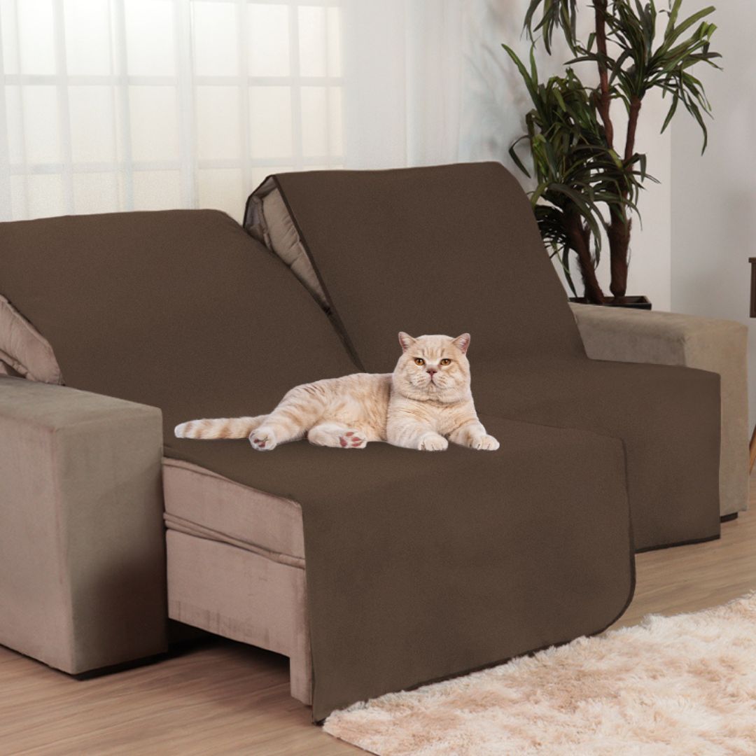 Confira as medidas da Manta Protetora de Sofá Retrátil Anti Arranhão - Chocolate antes de comprar