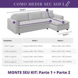 Capa de Sofá de Canto Spandex Special Impermeável - Branco Off