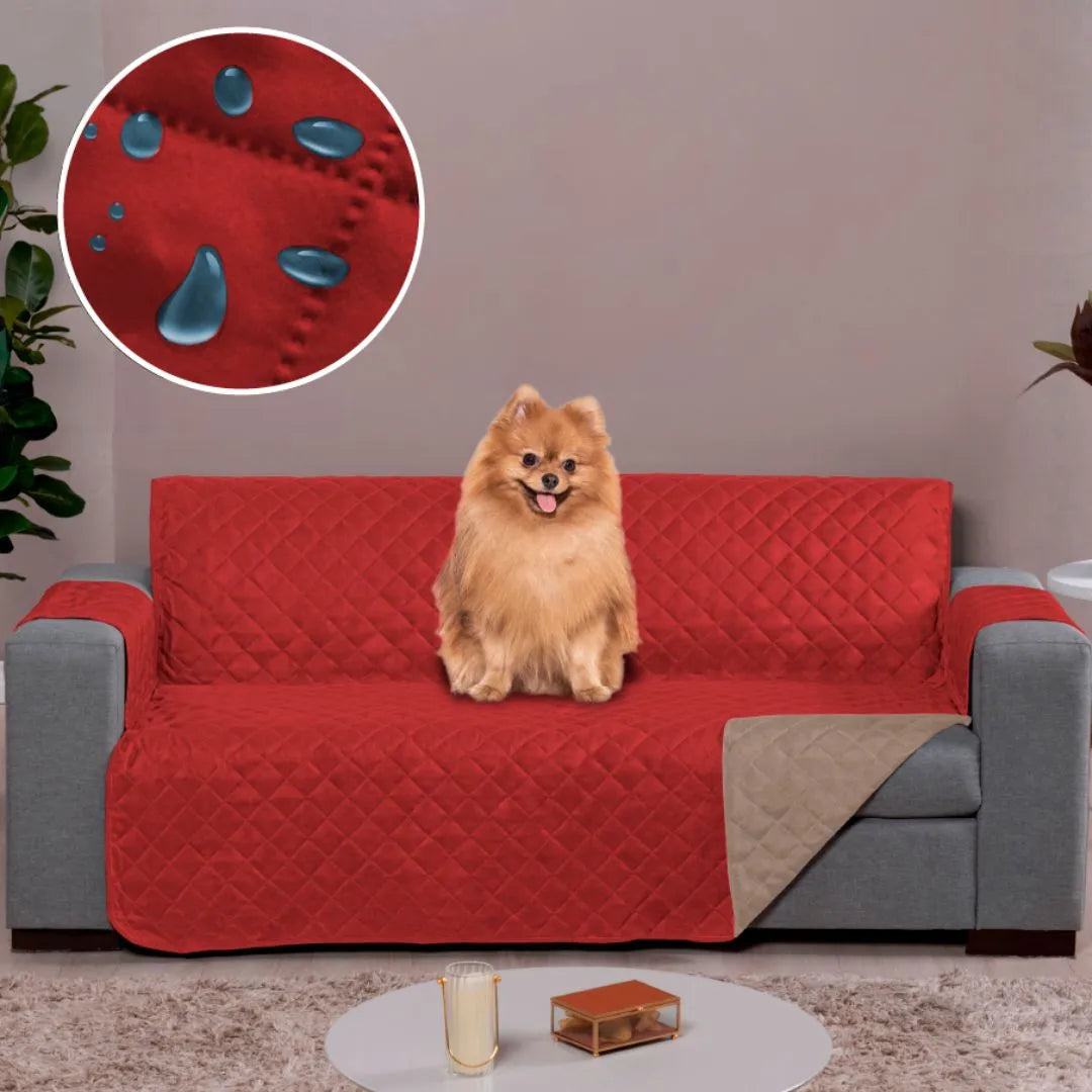 Foto de Capa Protetora para Sofá impermeável vermelha e caqui muito bonita