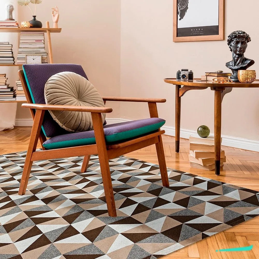 Foto de Tapete Jacquard Lozango Marrom muito bonita