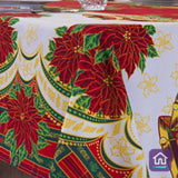 Detalhes da Toalha de Mesa Natalina Vermelha com Sinos do Detalhe