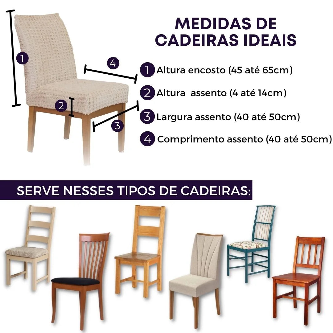 Confira as medidas da Capa Cadeira Felpuda Confort Creme antes de comprar