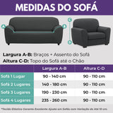 Confira as medidas da Capa de Sofá Elastex   serena antes de comprar