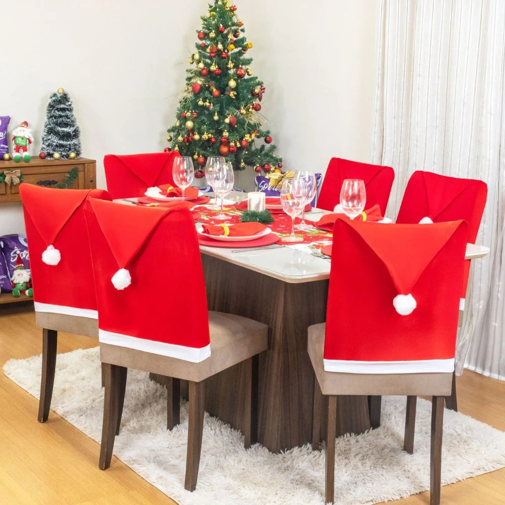 Foto Capa Encosto Cadeira Natal Elastex Gorro Noel muito bonita