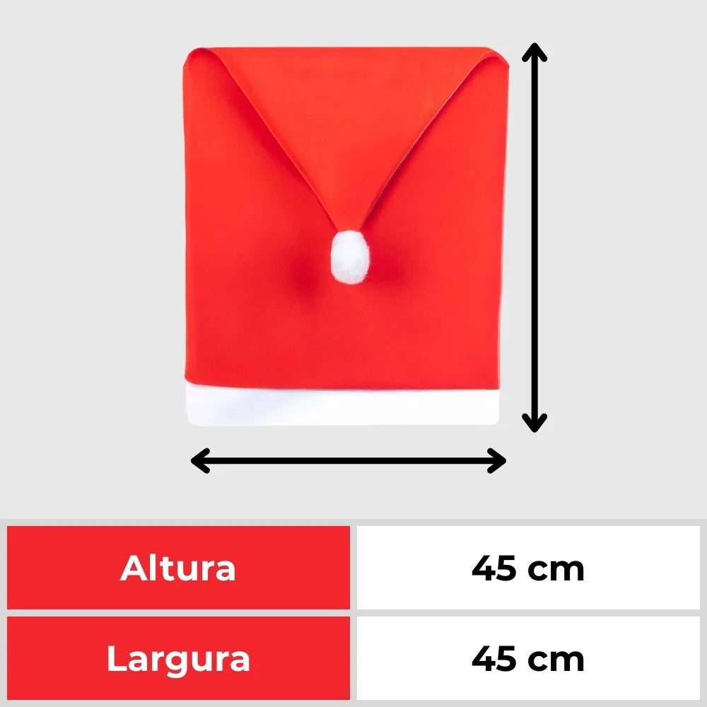 Confira as medidas da Capa Encosto Cadeira Natal Elastex Gorro Noel antes de comprar