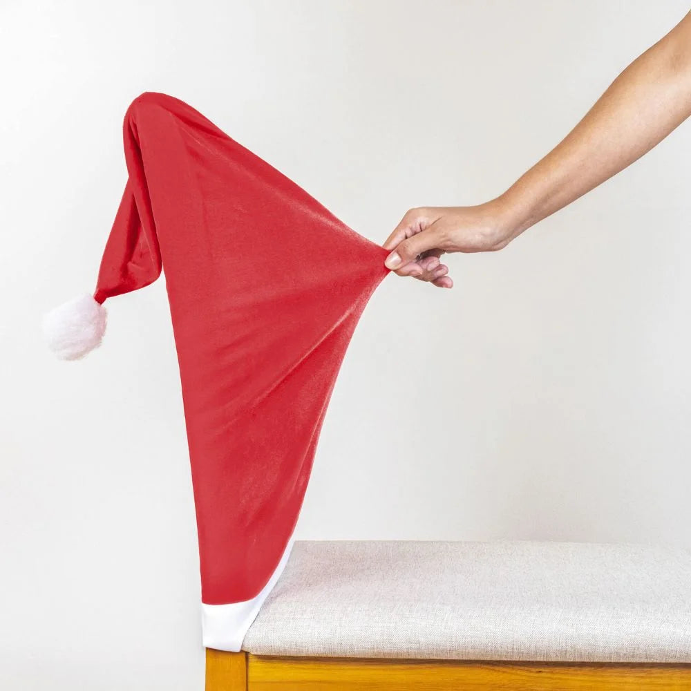 Capa Encosto Cadeira Natal Veludo - Gorro Noel