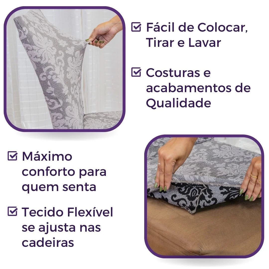 Veja detalhes lindos Capa para Cadeira  Boutique Veneza Cinza da Charme