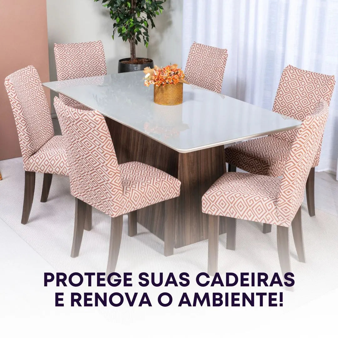 Veja detalhes lindos Capa Para Cadeira de Jantar Egito da Charme