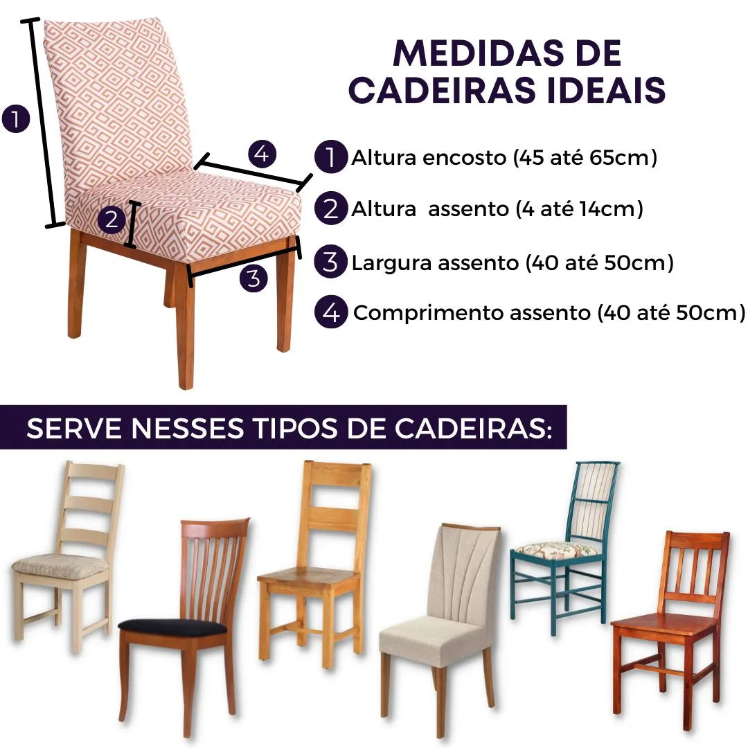 Confira as medidas da Capa Para Cadeira de Jantar Egito antes de comprar