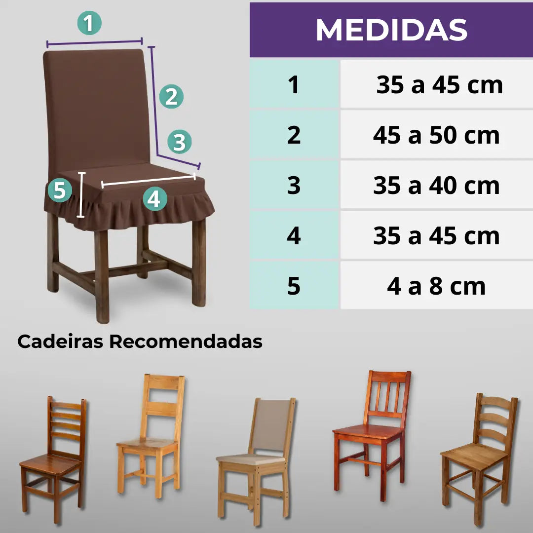 Foto Capa Para Cadeira de Madeira Espuma Interna Total Confort  Chocolate muito bonita