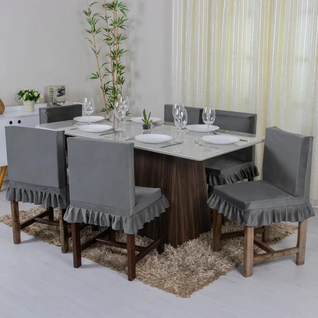 Foto Capa Para Cadeira de Madeira Espuma Interna Total Confort  Chumbo muito bonita