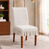 Capa de Cadeira Boutique Jacquard Babado Premium - Creme