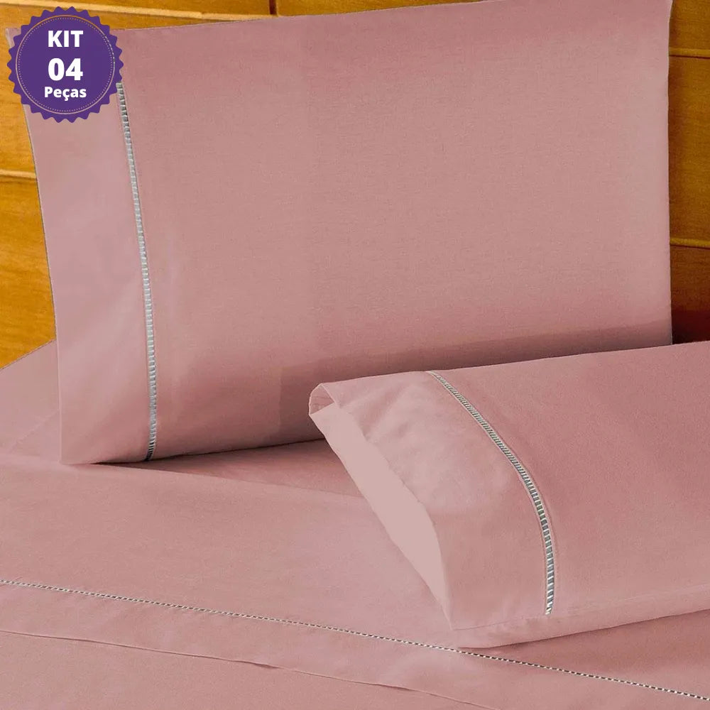 Foto de Jogo De Cama Classic 400 Fios Ponto Palito Rosê muito bonita