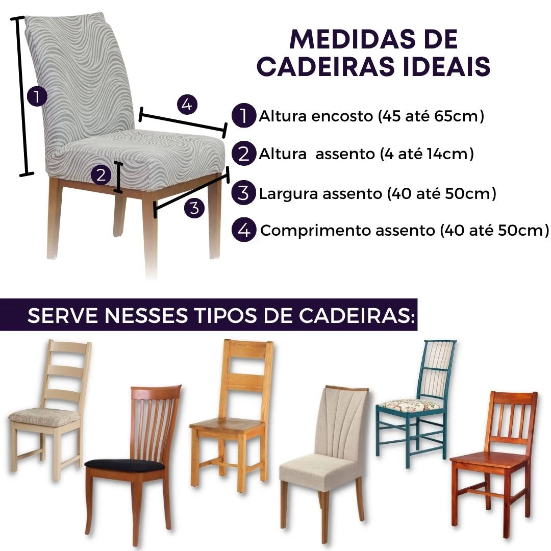 Confira as medidas da Capa para cadeira  Boutique Capri Creme  antes de comprar