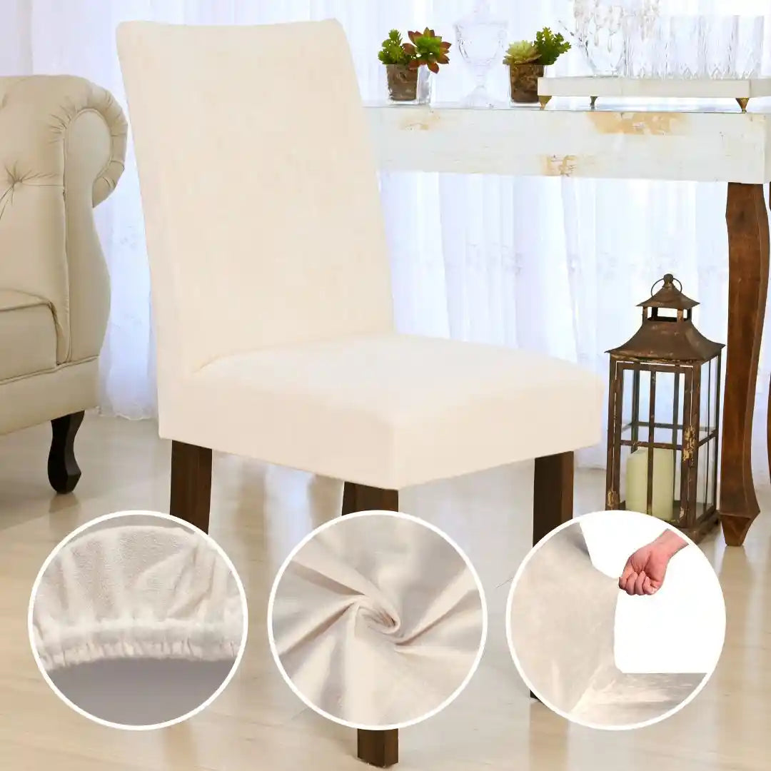 Foto vitrine capa para cadeira suede creme