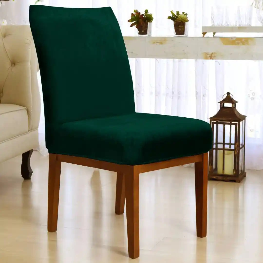 Foto vitrine capa para cadeira veludo verde