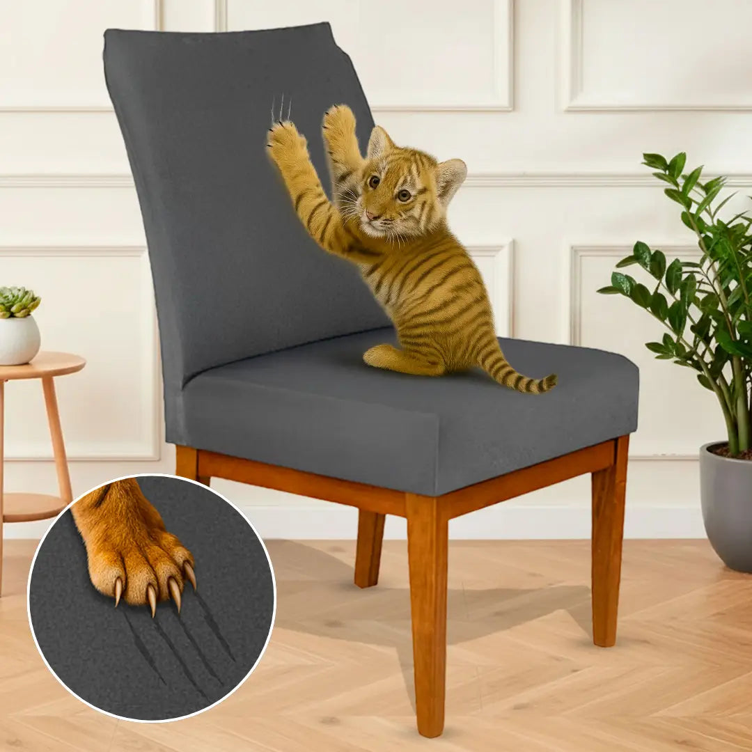 Foto vitrine capa para cadeira suede cinza chumbo