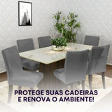 Foto vitrine capa para cadeira veludo chumbo