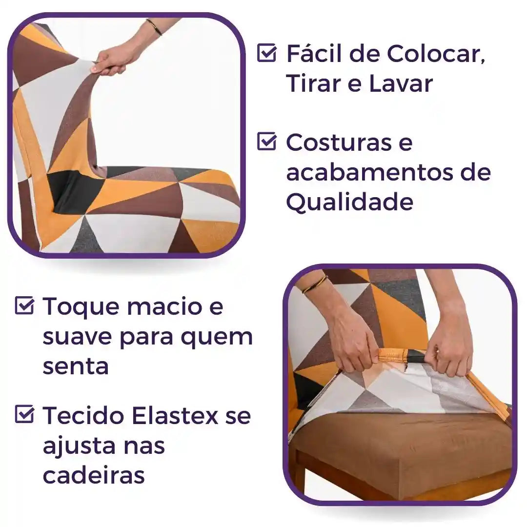 Foto vitrine capa para cadeira geo retro