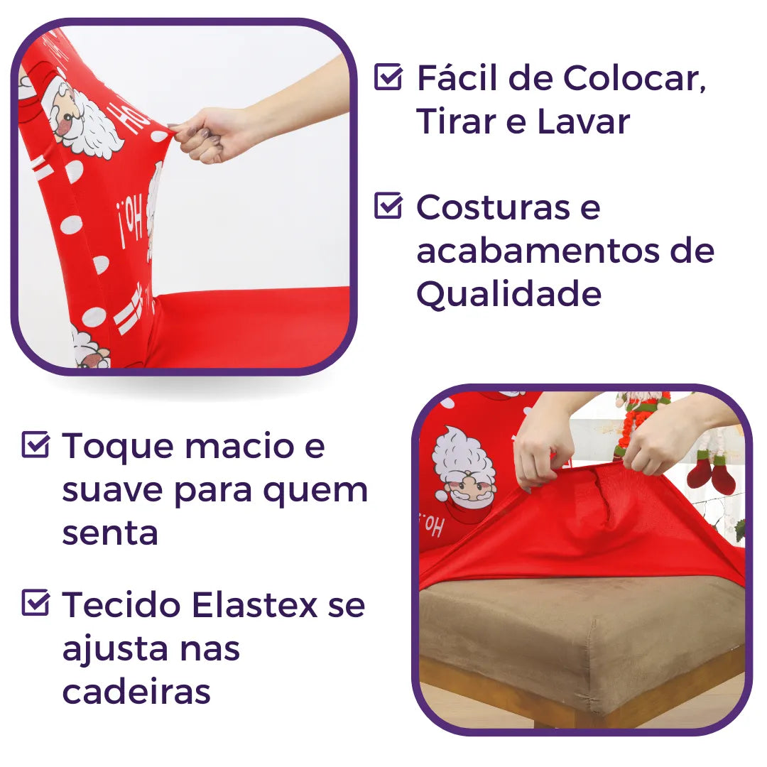 Detalhes da Capa de Cadeira de Natal Ho ho ho do Detalhe
