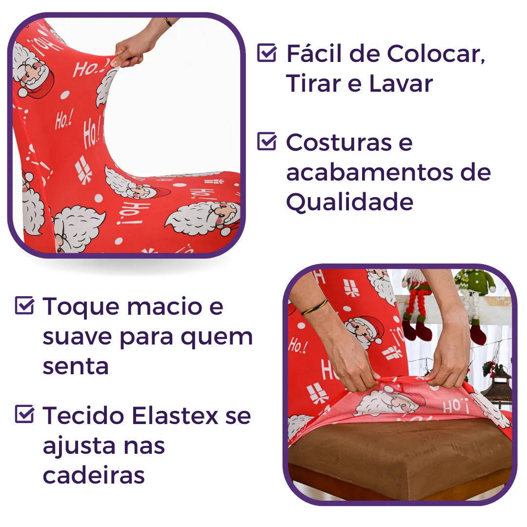 Detalhes da Capa de Cadeira de Natal Papai Noel Vermelho do Detalhe
