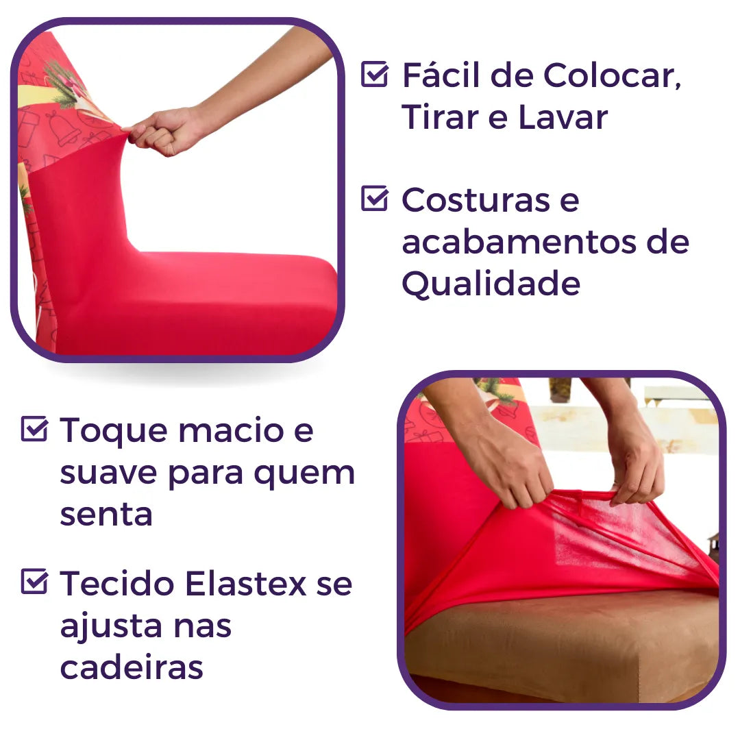 Confira as medidas da Capa de Cadeira de Natal Sinos antes de comprar
