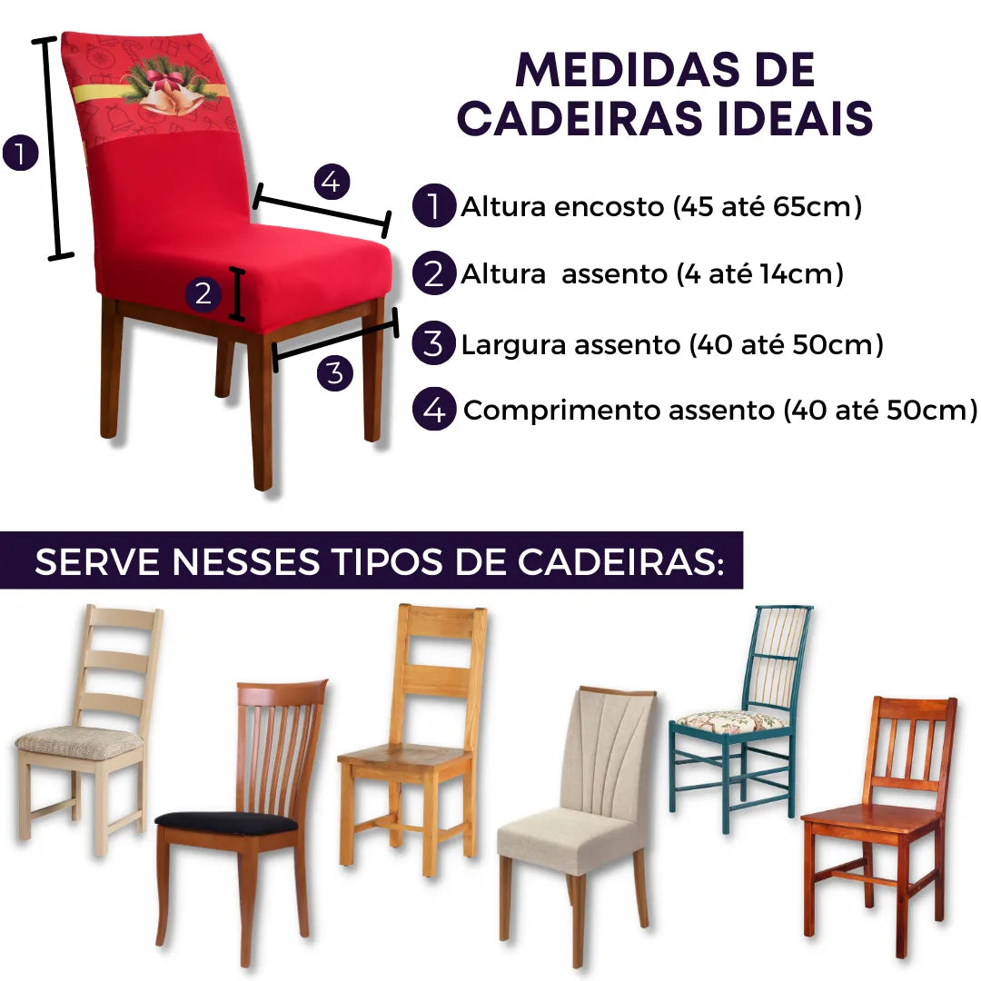 Veja os detalhes da Capa de Cadeira de Natal Sinos da Charme
